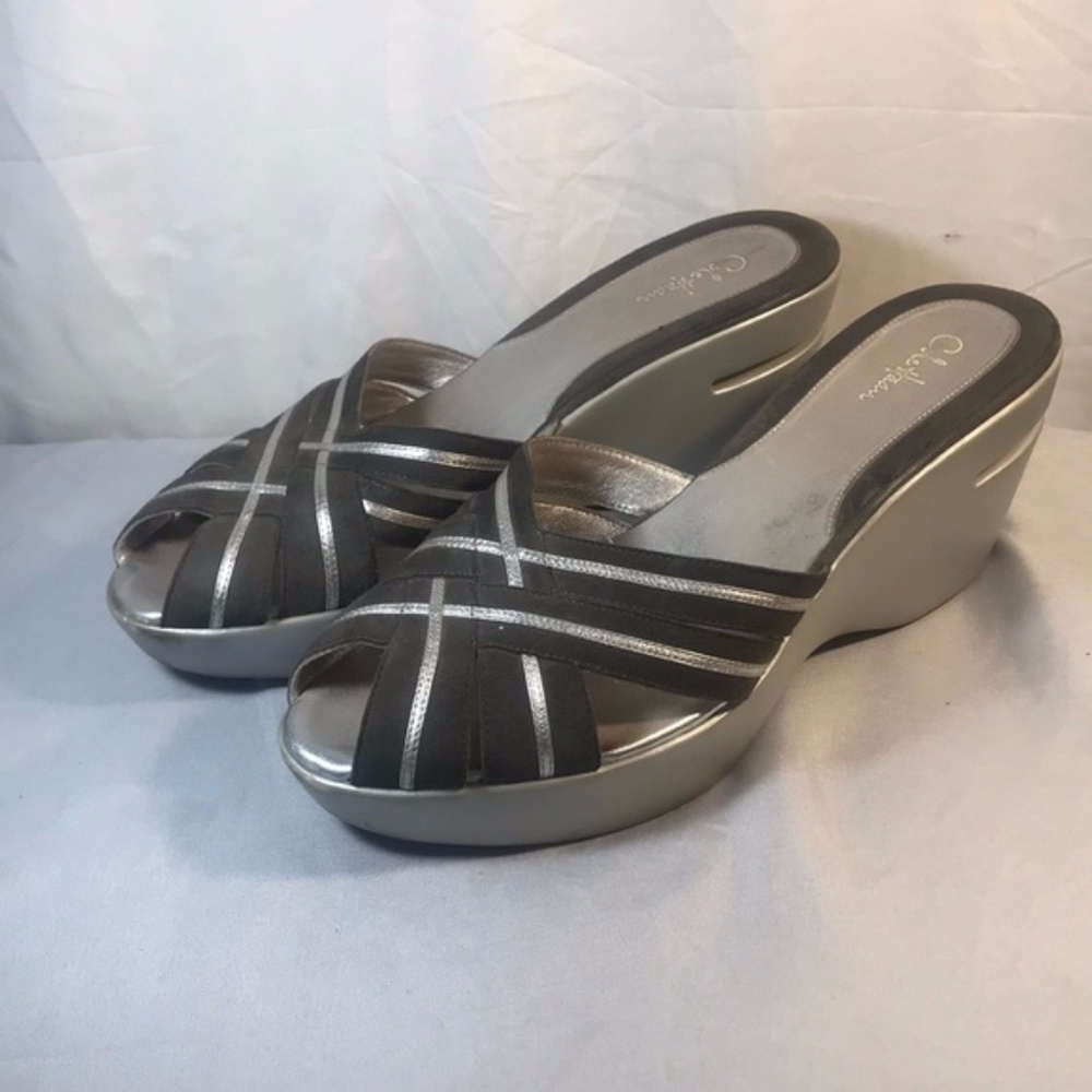 Cole Haan Nike Air Gray Silver Wedge Open Toe size 11